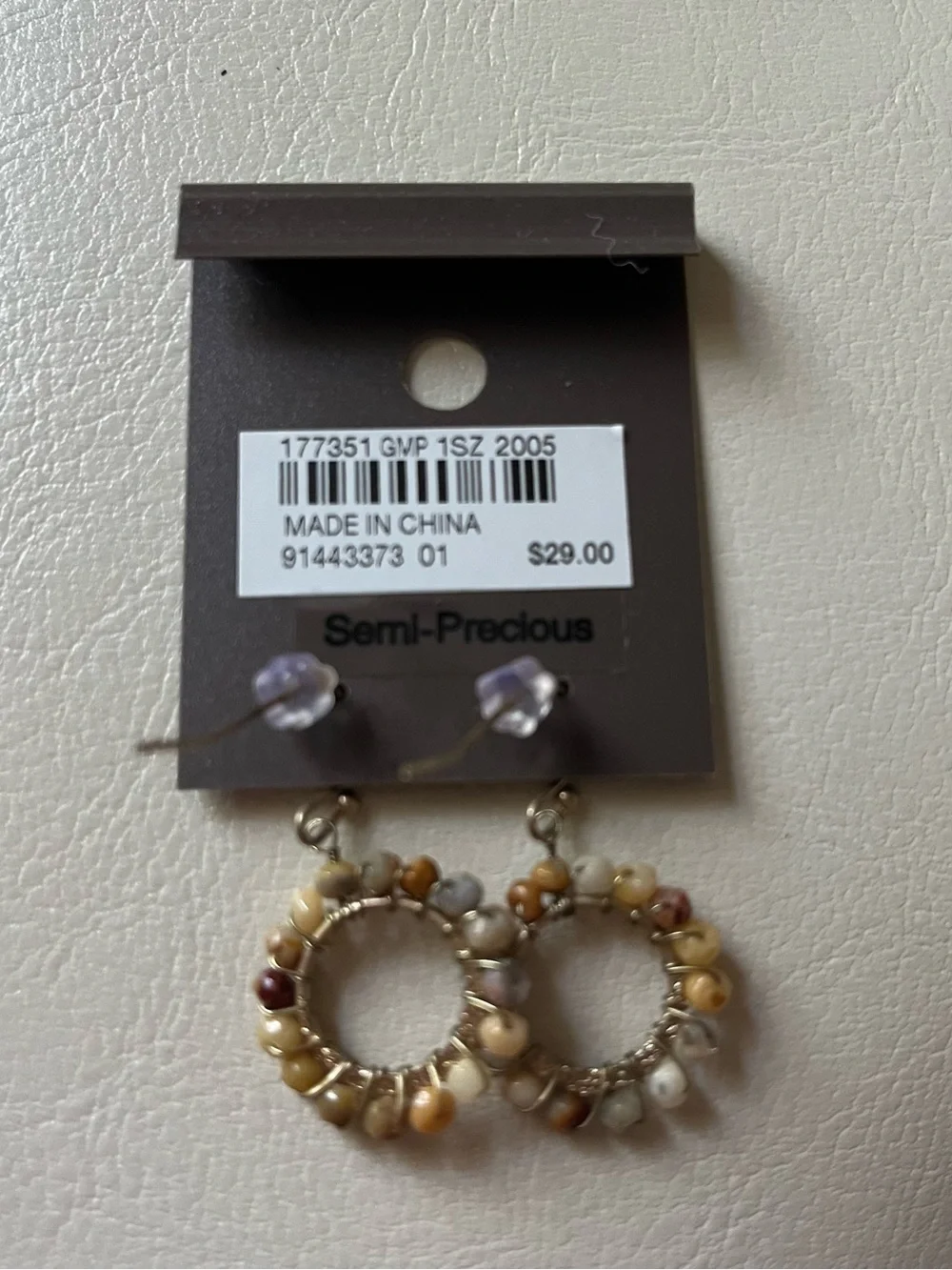 J.Jill Neutral Gold Bead Hoop Dangle Earrings